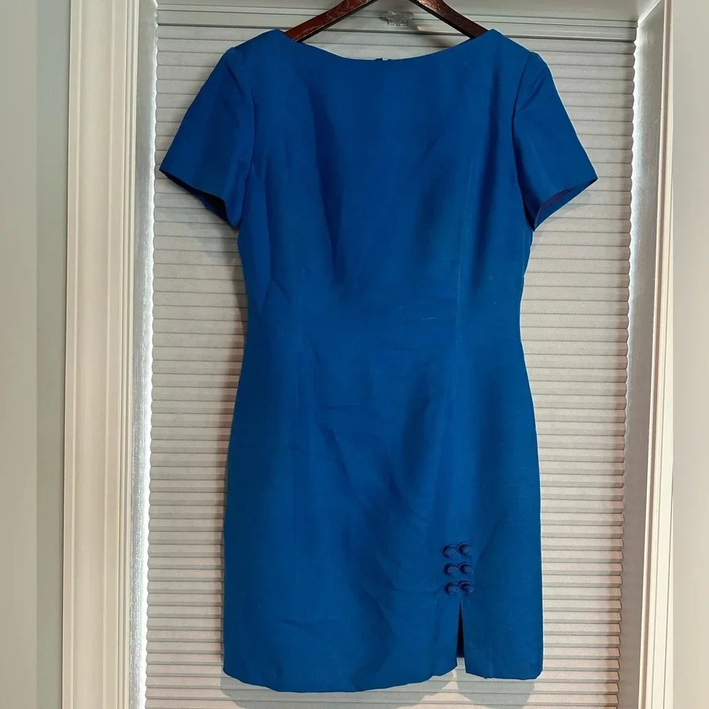 100% silk blue vintage dress